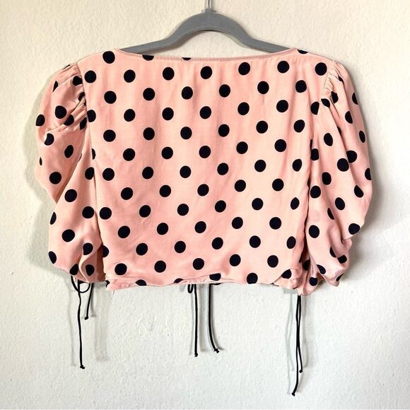 For Love and Lemons Ruched Pink Crop Top Polka Dot Size S - Picture 5 of 8